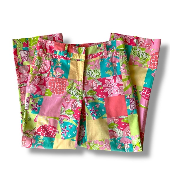 Lilly Pulitzer Vintage ‘90’s Patchwork Cropped Pants Size 0 - Picture 2 of 13